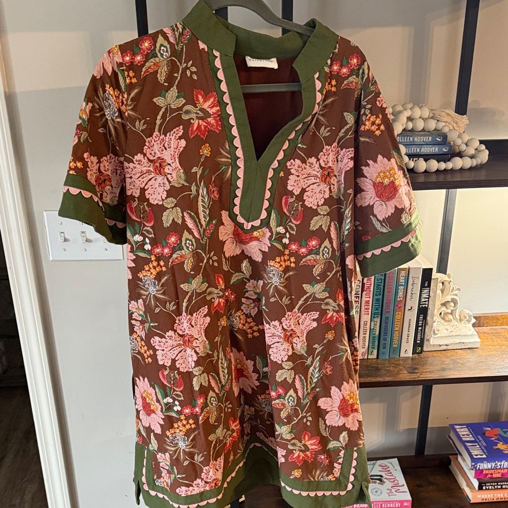 Entro Floral Mini Dress - Brown and Green